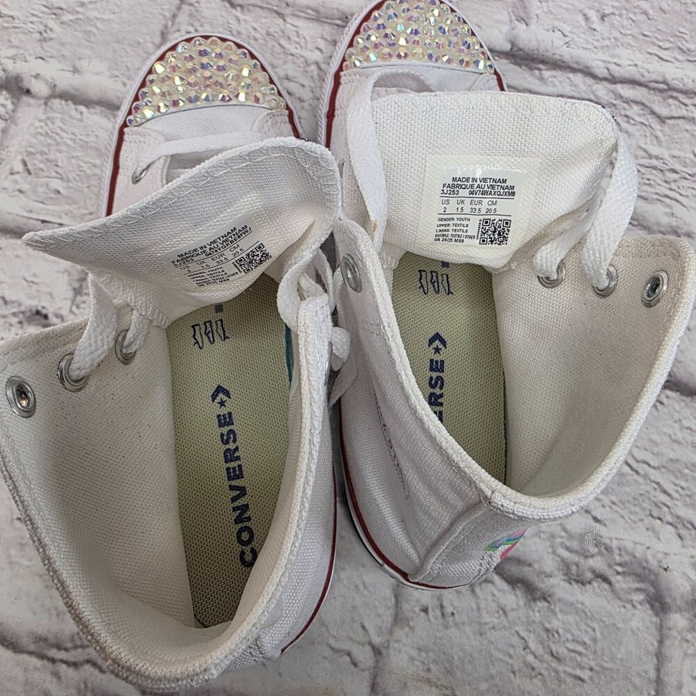 Girls Shoes Custom Converse All Star Youth High-Tops LUCIA Sz 2 & Puma Sz 2C - Picture 5 of 11